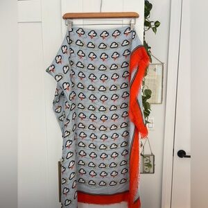 HUGE, soft Anya Hindmarch Cloudy Day Lightning Bolt Scarf with orange fringe